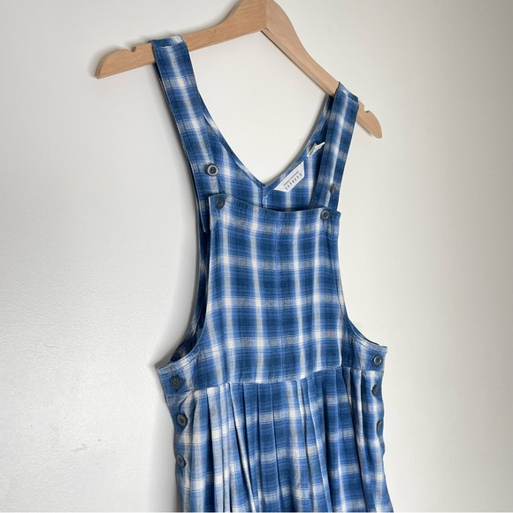 VINTAGE Express Plaid Overall Maxi Dress Cottagecore Yellowstone America - Picture 3 of 10